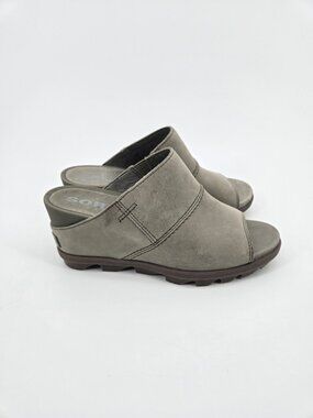 Sorel Slide Sandals Suede Sage Womens US 8 Open Toe Slip On